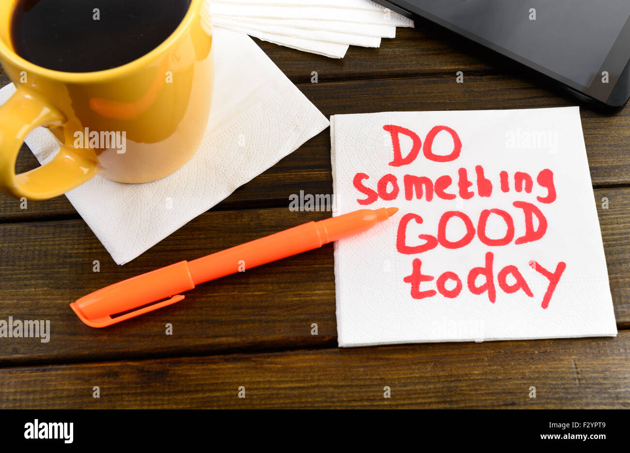 Bozza "buoni" oggi su cafe igienico Foto Stock