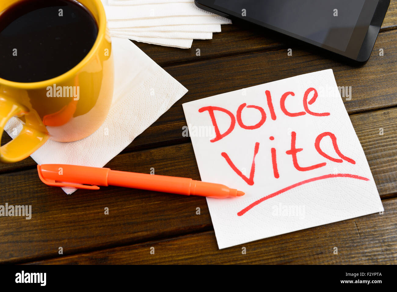 Bozza 'dolce vita' su cafe igienico Foto Stock