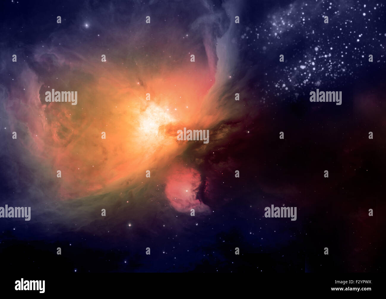 Nebulosa. Nube di gas e polvere blocca la luce di stelle distanti Foto Stock