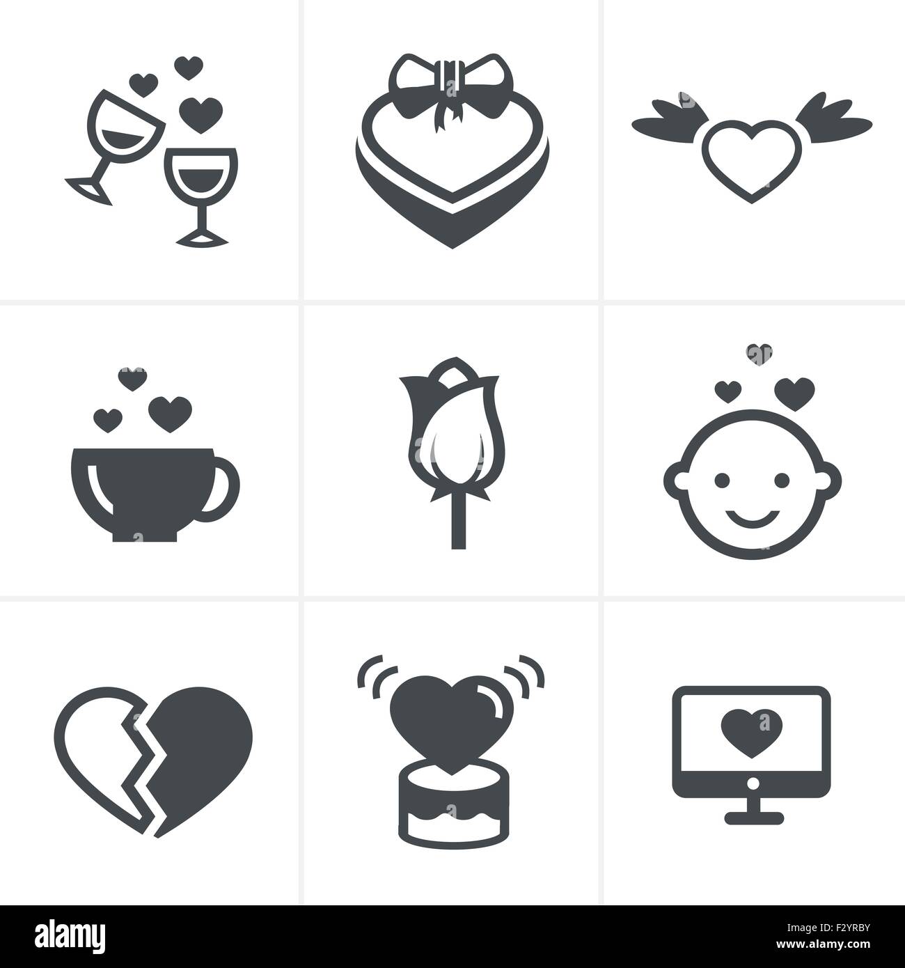 Amore set di icone, disegno vettoriale Illustrazione Vettoriale