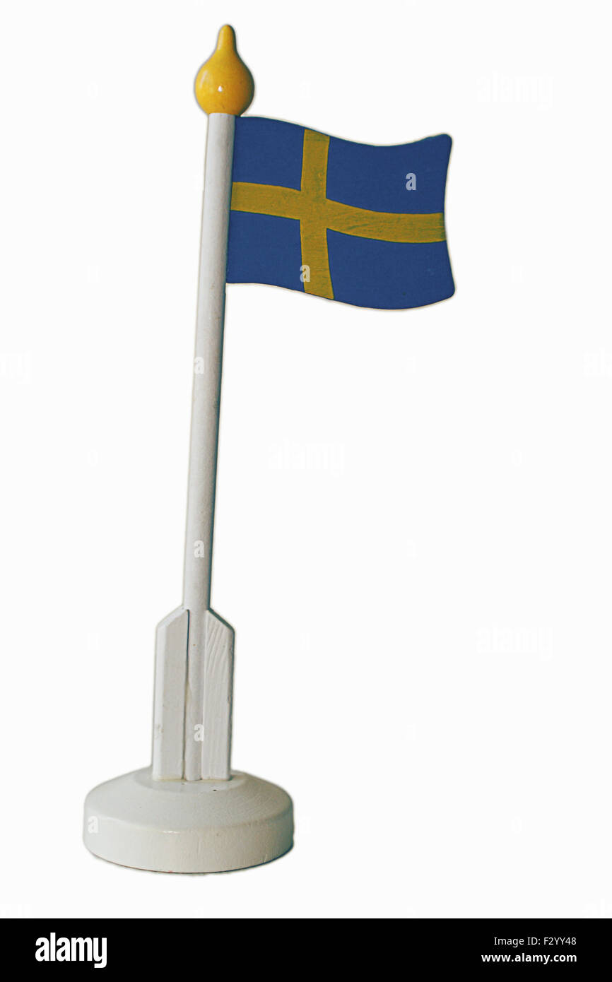 Piccolo tavolo svedese bandiera Foto Stock