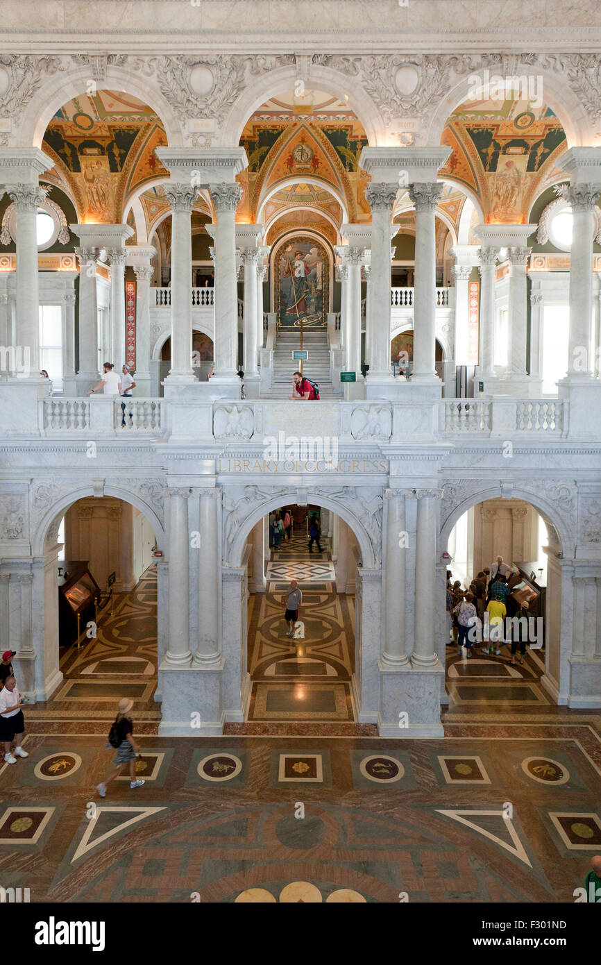 La Biblioteca del Congresso, La Grande Hall - Washington DC, Stati Uniti d'America Foto Stock