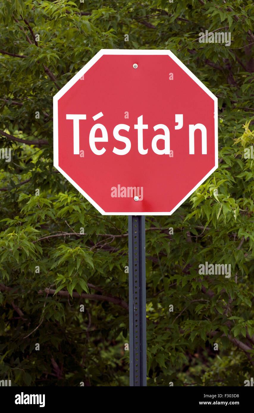 Un Mohawk stop. Pronunciato ' Dista ' ( Mohawk di Akwesasne ) Foto Stock