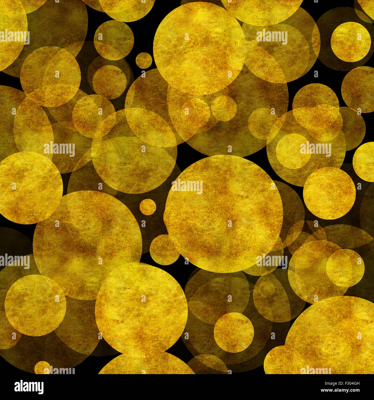 Punti d'oro in similpelle di lamina metallica Sfondo nero Texture Pattern Foto Stock