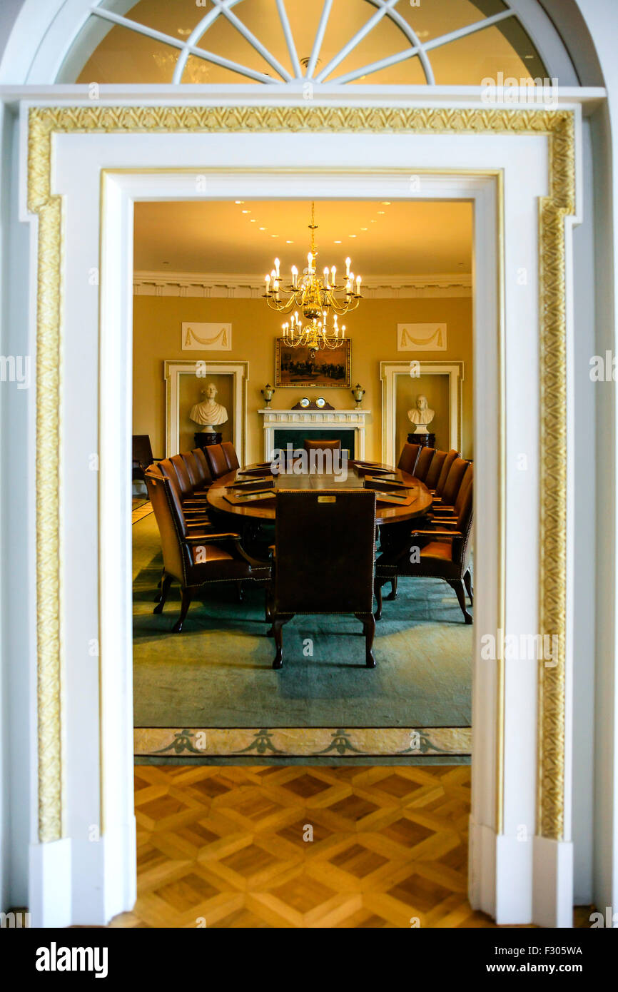 Un full-size replica del Cabinet Room al William J. Clinton Presidential Center a Little Rock Arkansas Foto Stock