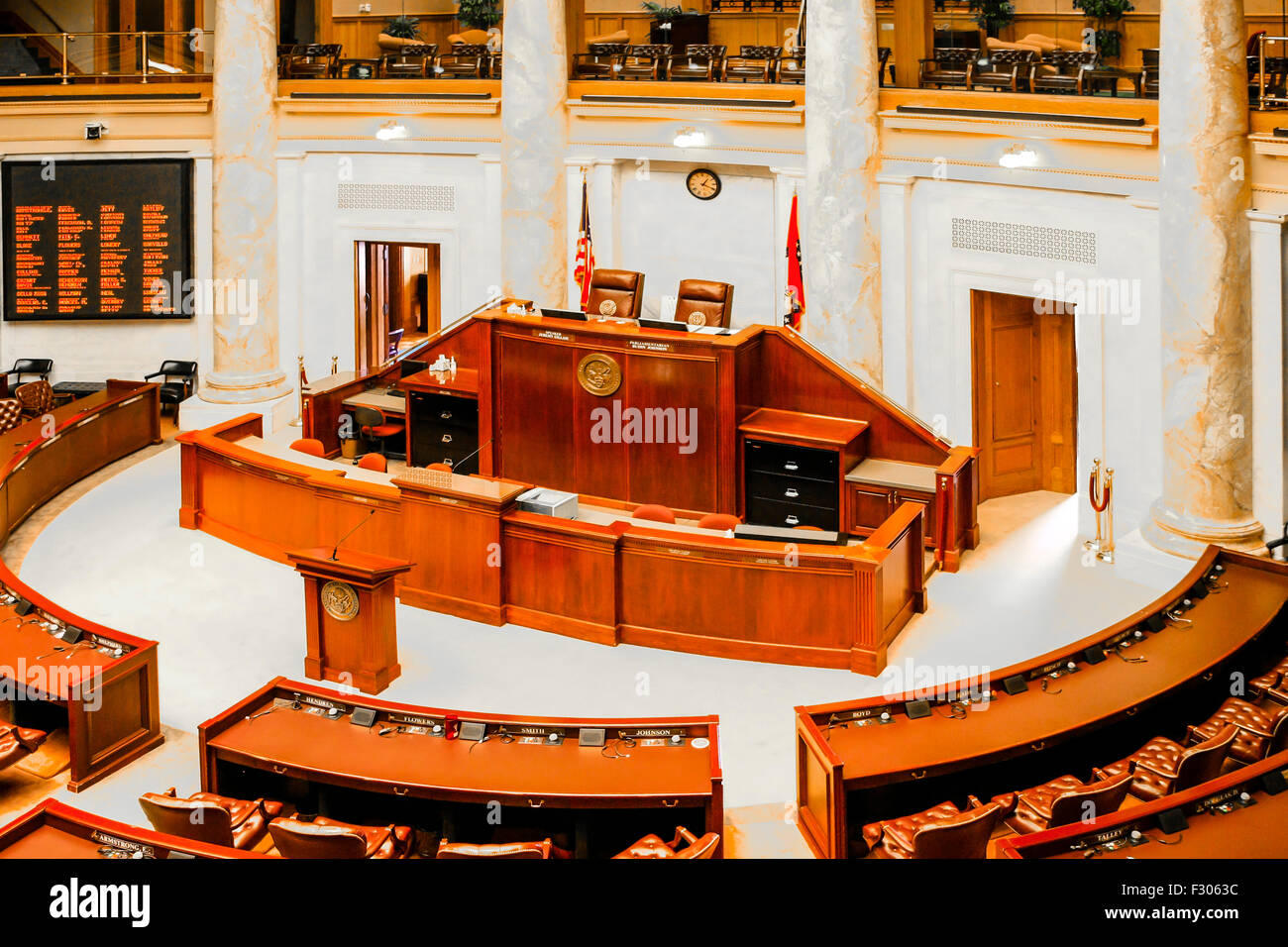 Casa della Camera dei Rappresentanti all'interno dell'Arkansas State Capitol Building a Little Rock Foto Stock