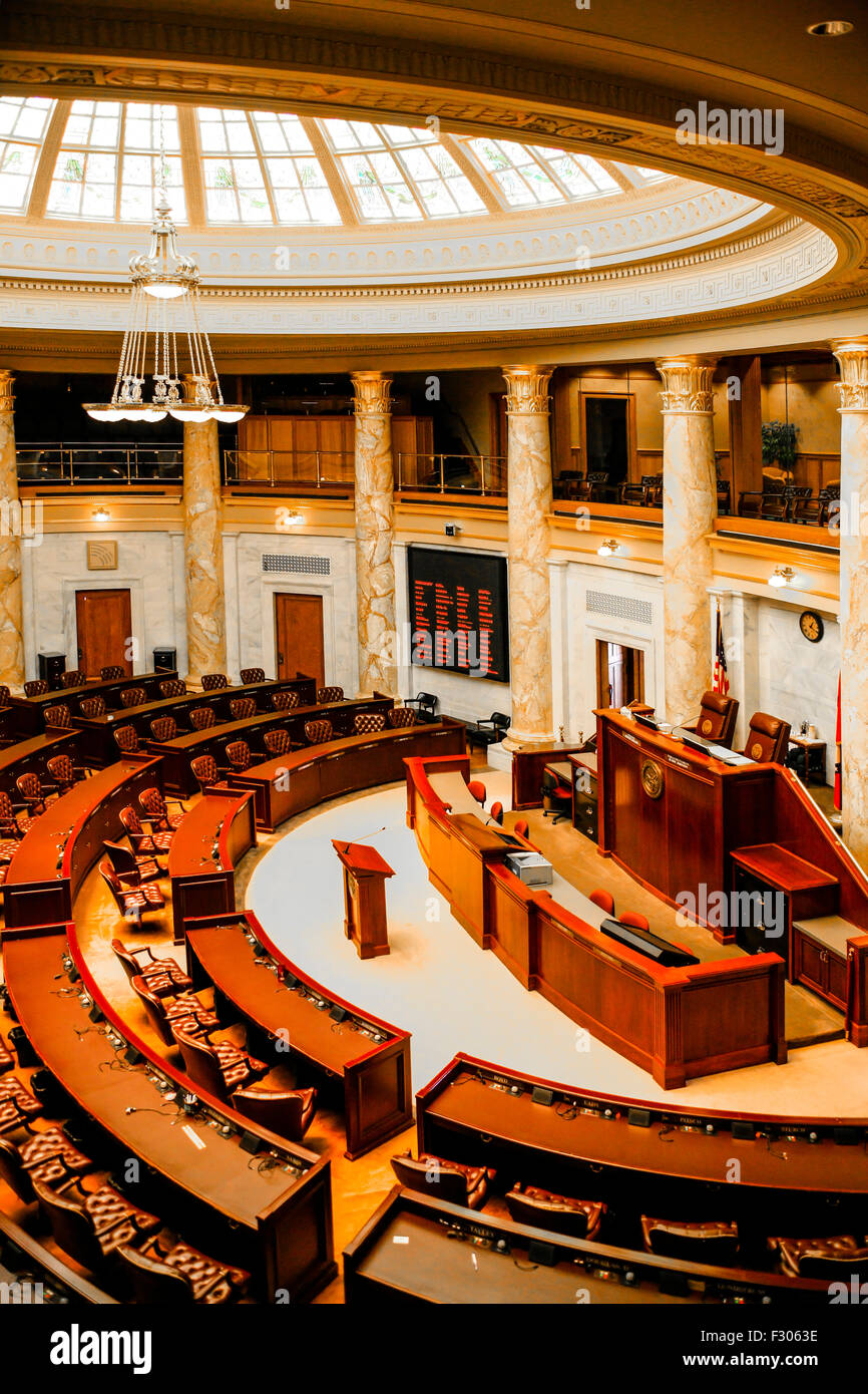 Casa della Camera dei Rappresentanti all'interno dell'Arkansas State Capitol Building a Little Rock Foto Stock
