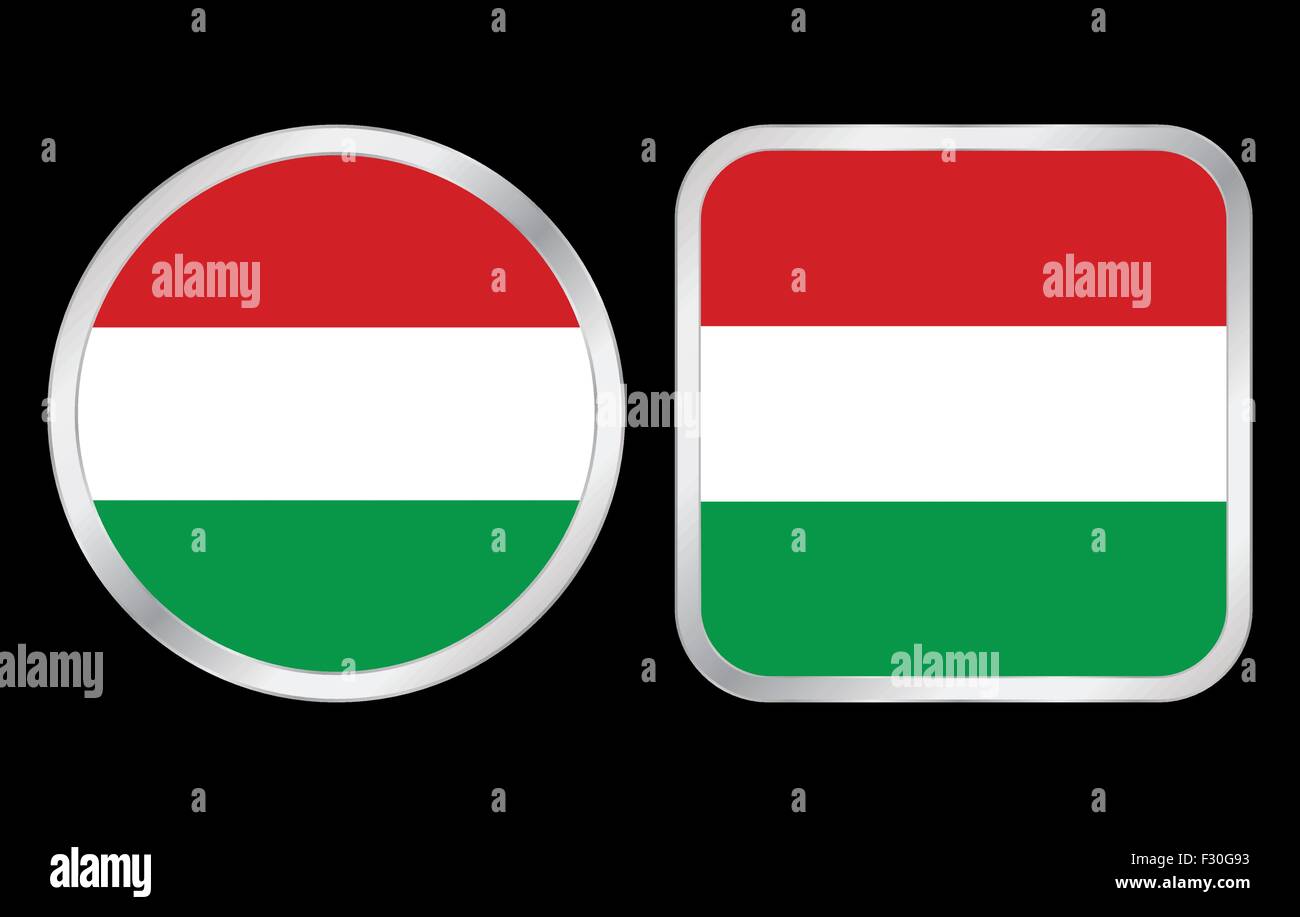 Ungheria bandiera - due icona su sfondo nero. Illustrazione Vettoriale. Illustrazione Vettoriale