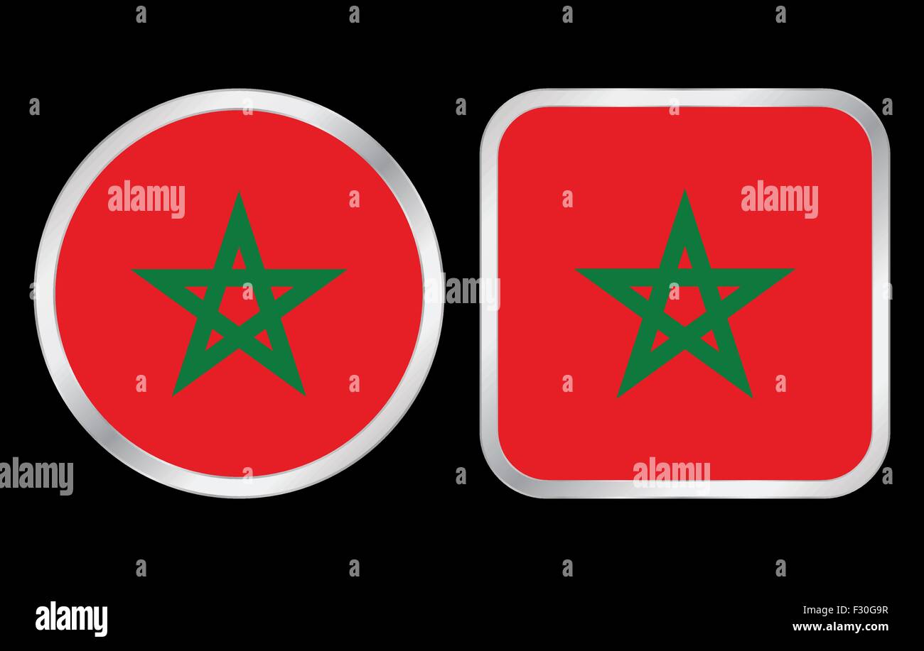 Bandiera del Marocco - due icona su sfondo nero. Illustrazione Vettoriale. Illustrazione Vettoriale