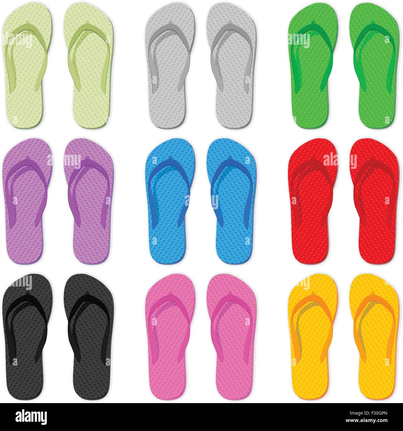 Il flip flop set su uno sfondo bianco. Illustrazione Vettoriale. Illustrazione Vettoriale