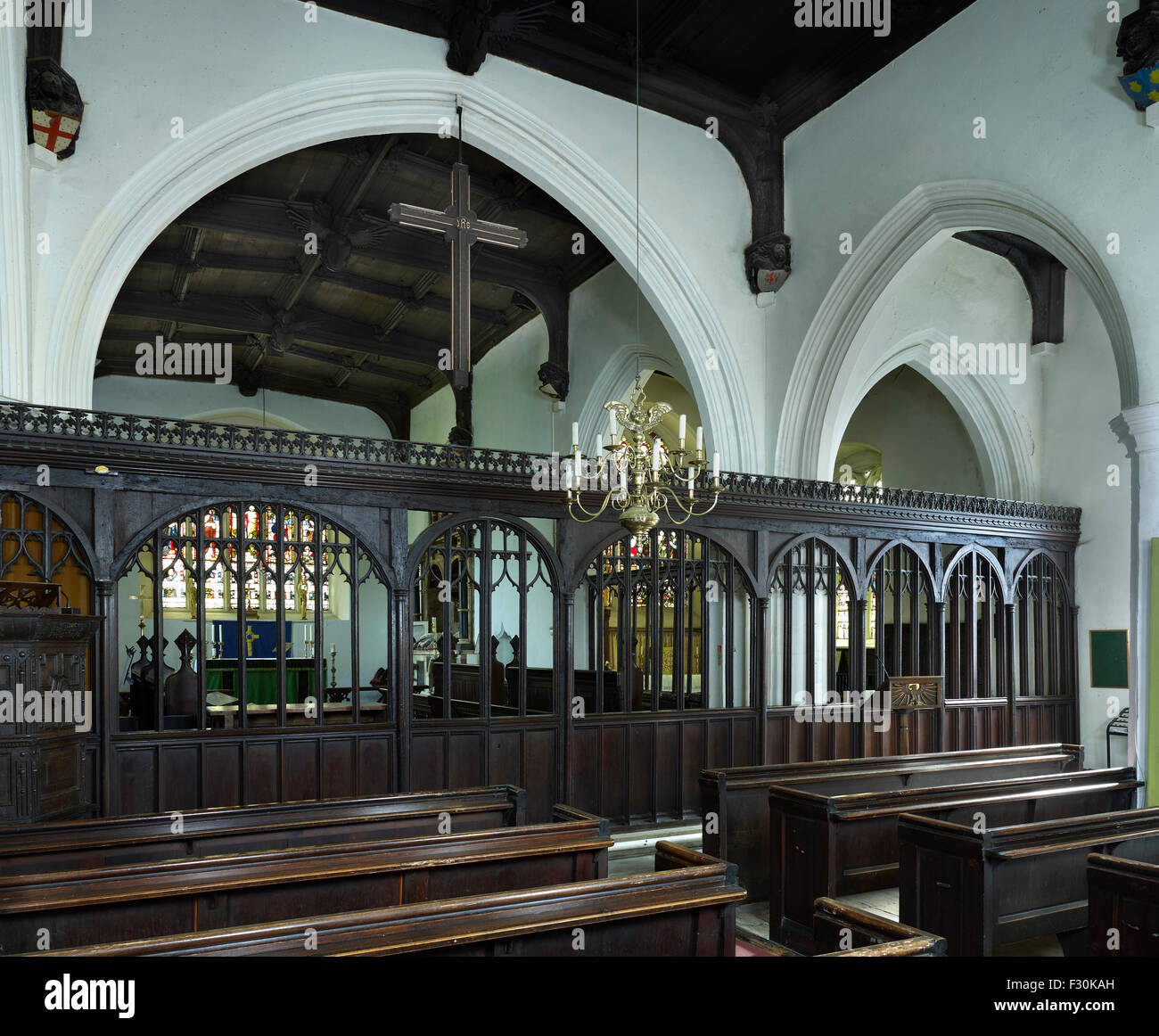 Eastchurch, Chiesa di Tutti i Santi, Kent rood schermo Foto Stock