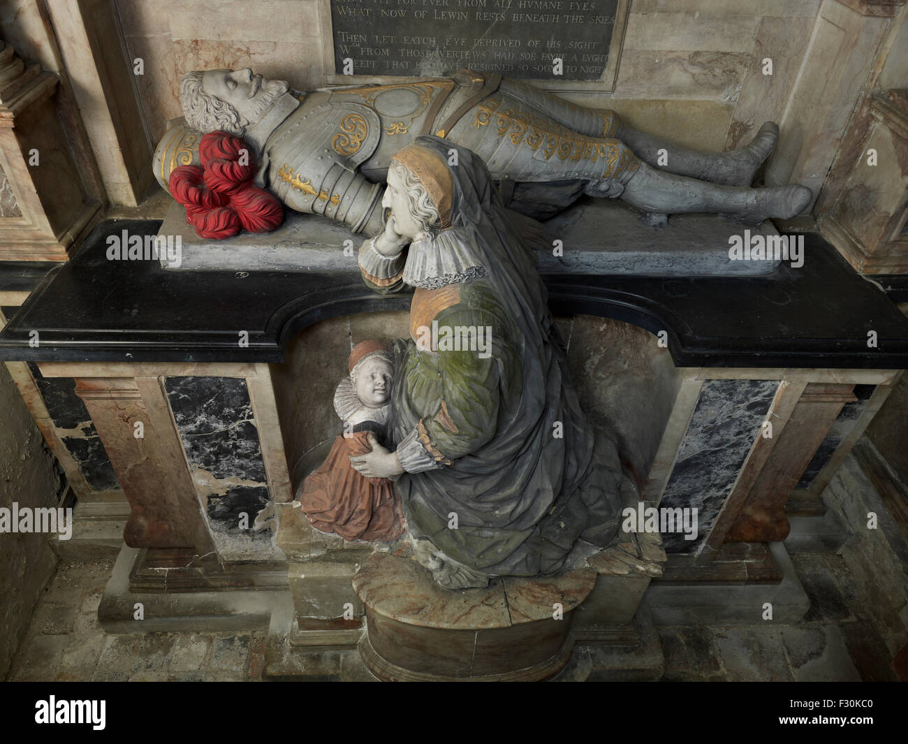 Otterden, la chiesa di St Lawrence, Kent. Monumento a Sir Giustiniano Lewin Foto Stock