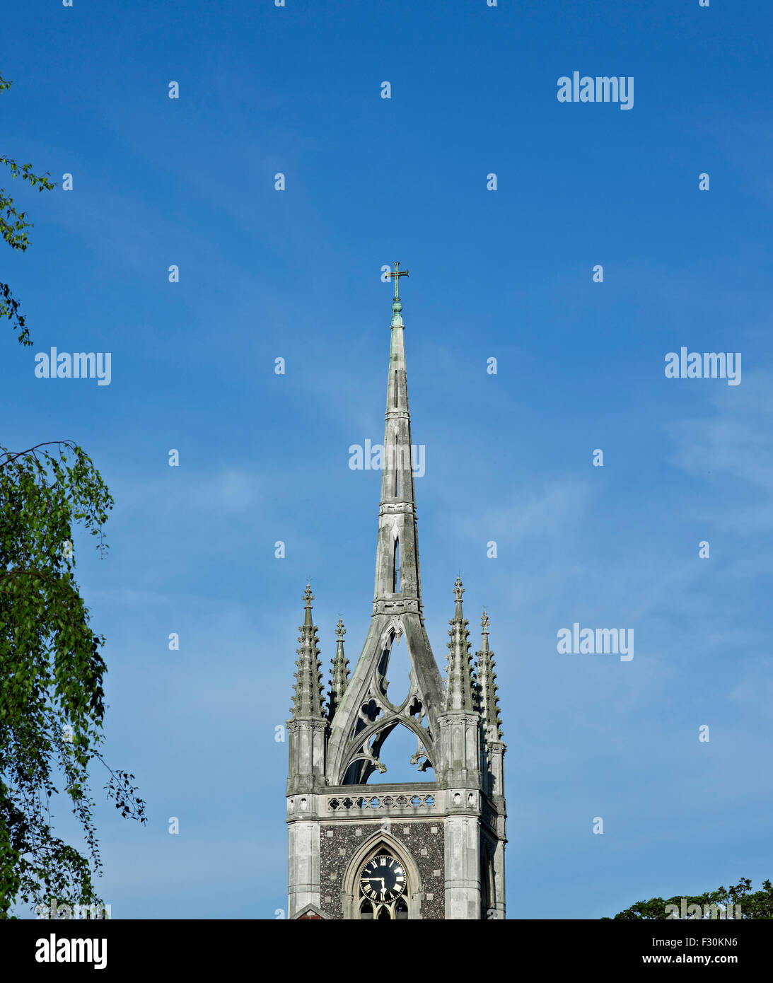 Faversham, Chiesa di Santa Maria della Carità, Kent. Steeple Foto Stock