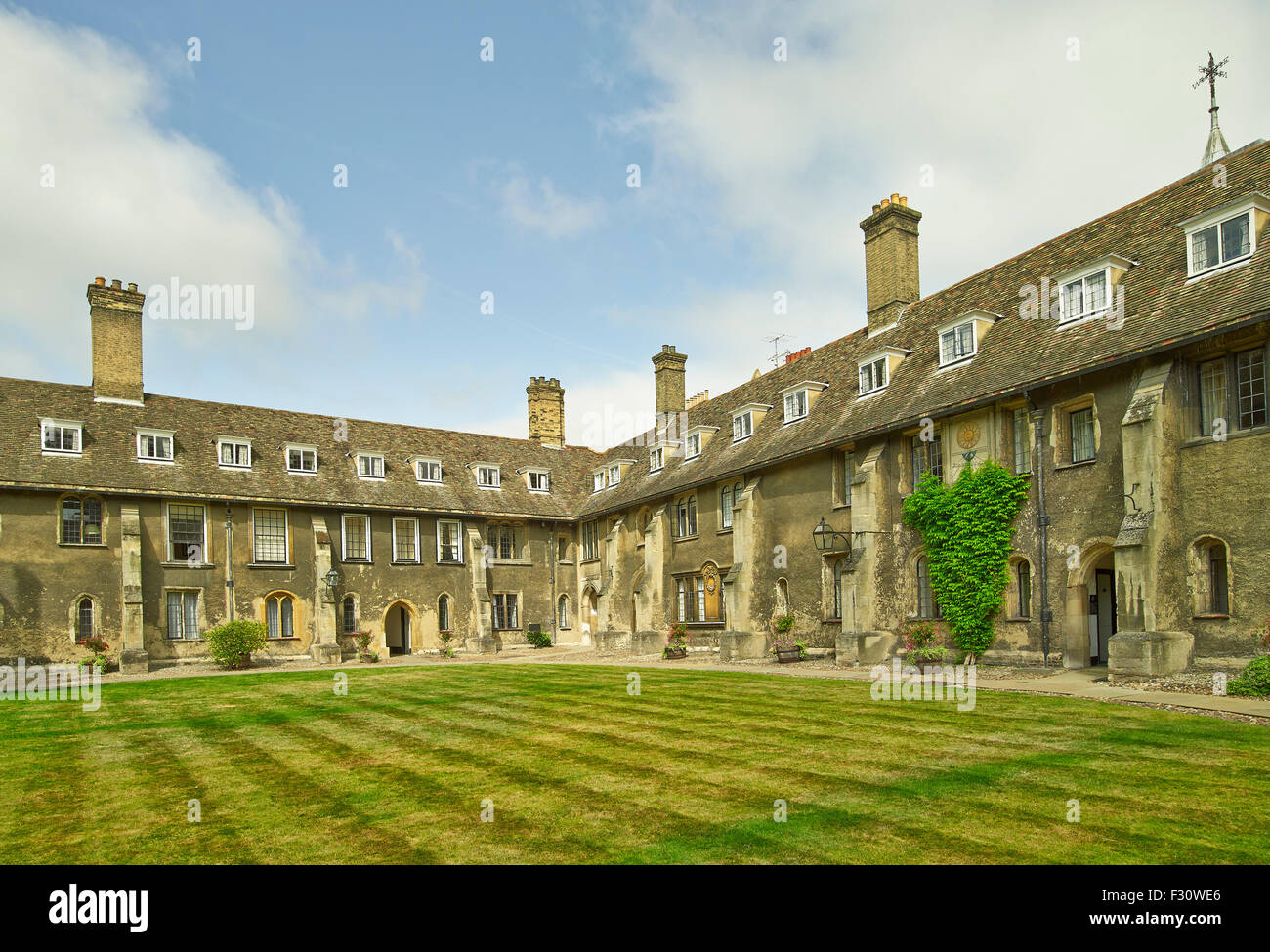 Cambridge, il Corpus Christi College, antica corte Foto Stock