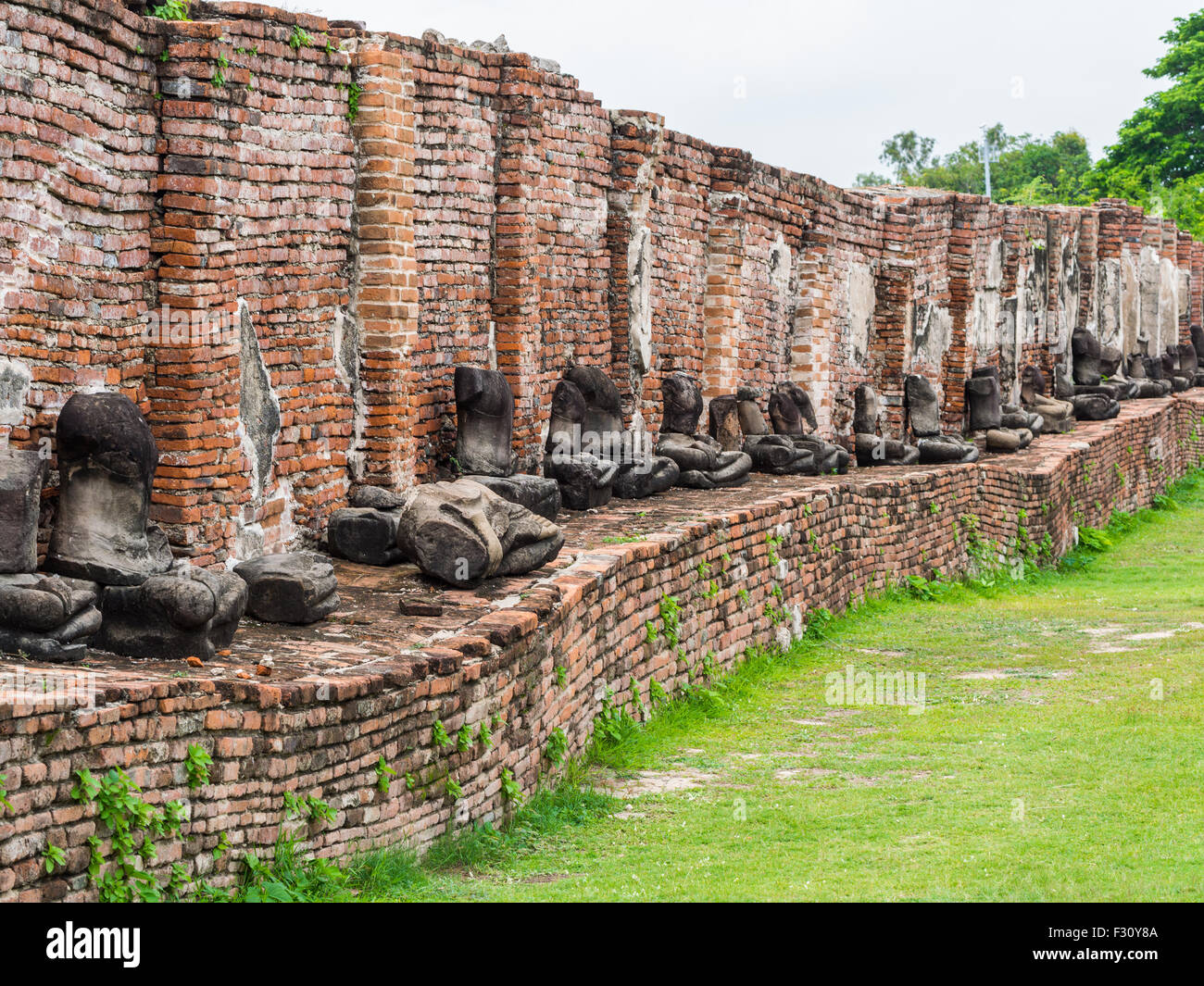 Wat Mahatat antico edificio e luogo storico, Ayuttaya,Thailandia Foto Stock