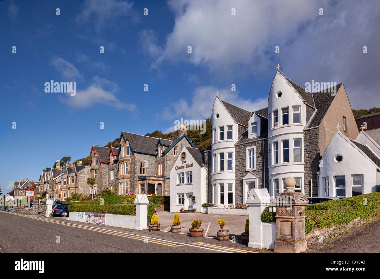 Alberghi e pensioni, sul lungomare a Oban, Argyll and Bute, Scozia, Regno Unito, Foto Stock