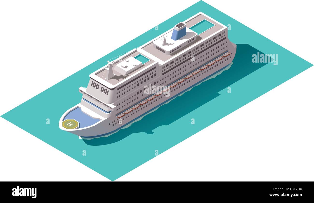 Isometrica del vettore nave da crociera Illustrazione Vettoriale