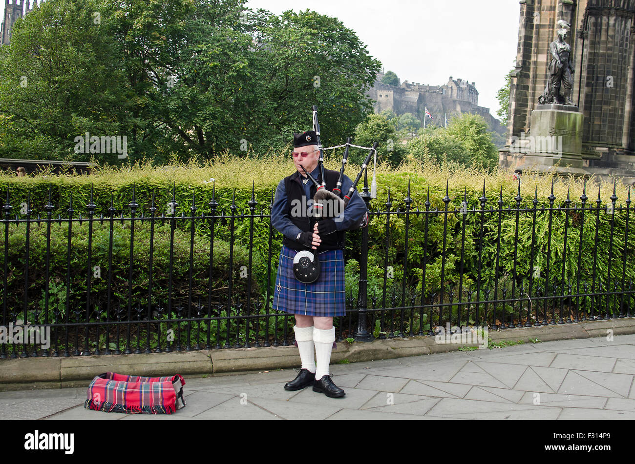 Sottish cornamuse player Foto Stock