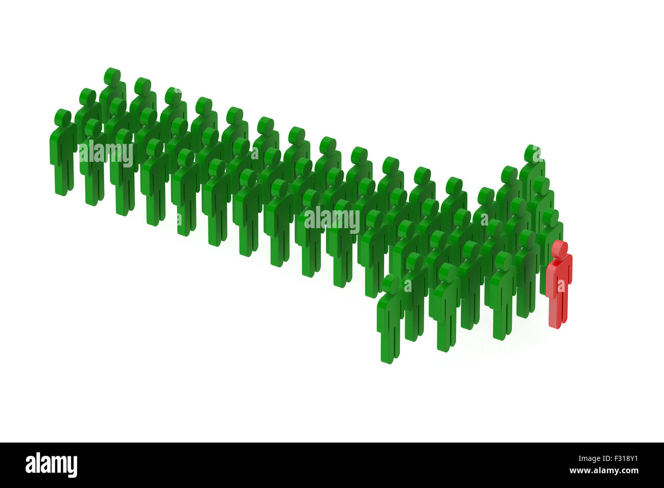 Concetto di leader, freccia fatta di persone Foto Stock