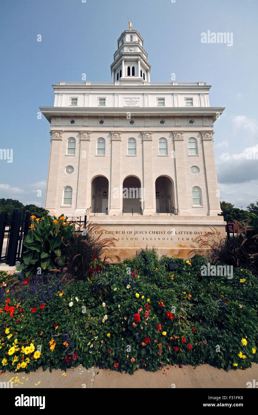 Ricostruita Mormone Tempio di Nauvoo, Illinois Foto Stock