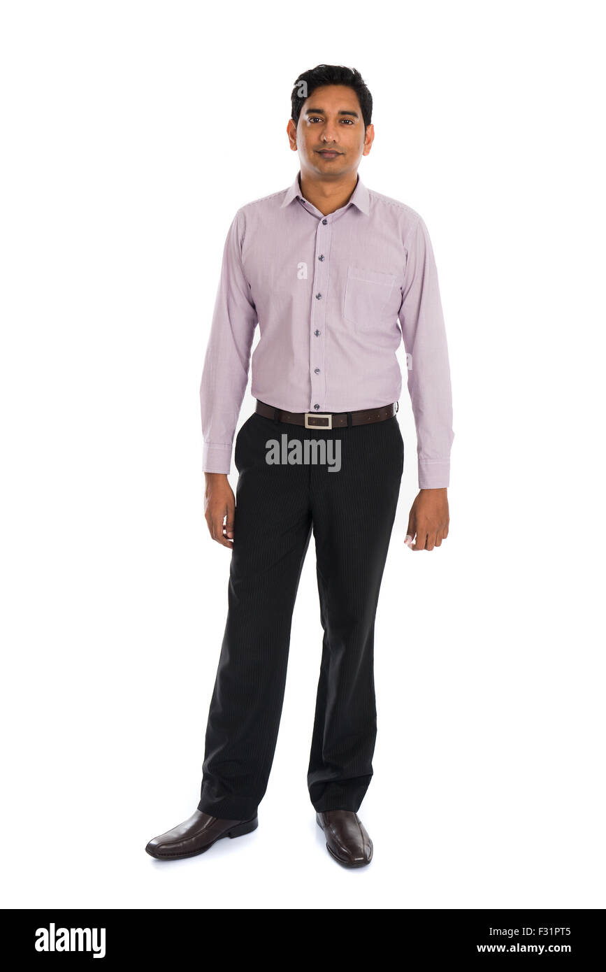 Formale di Indian business man con sfondo bianco Foto Stock