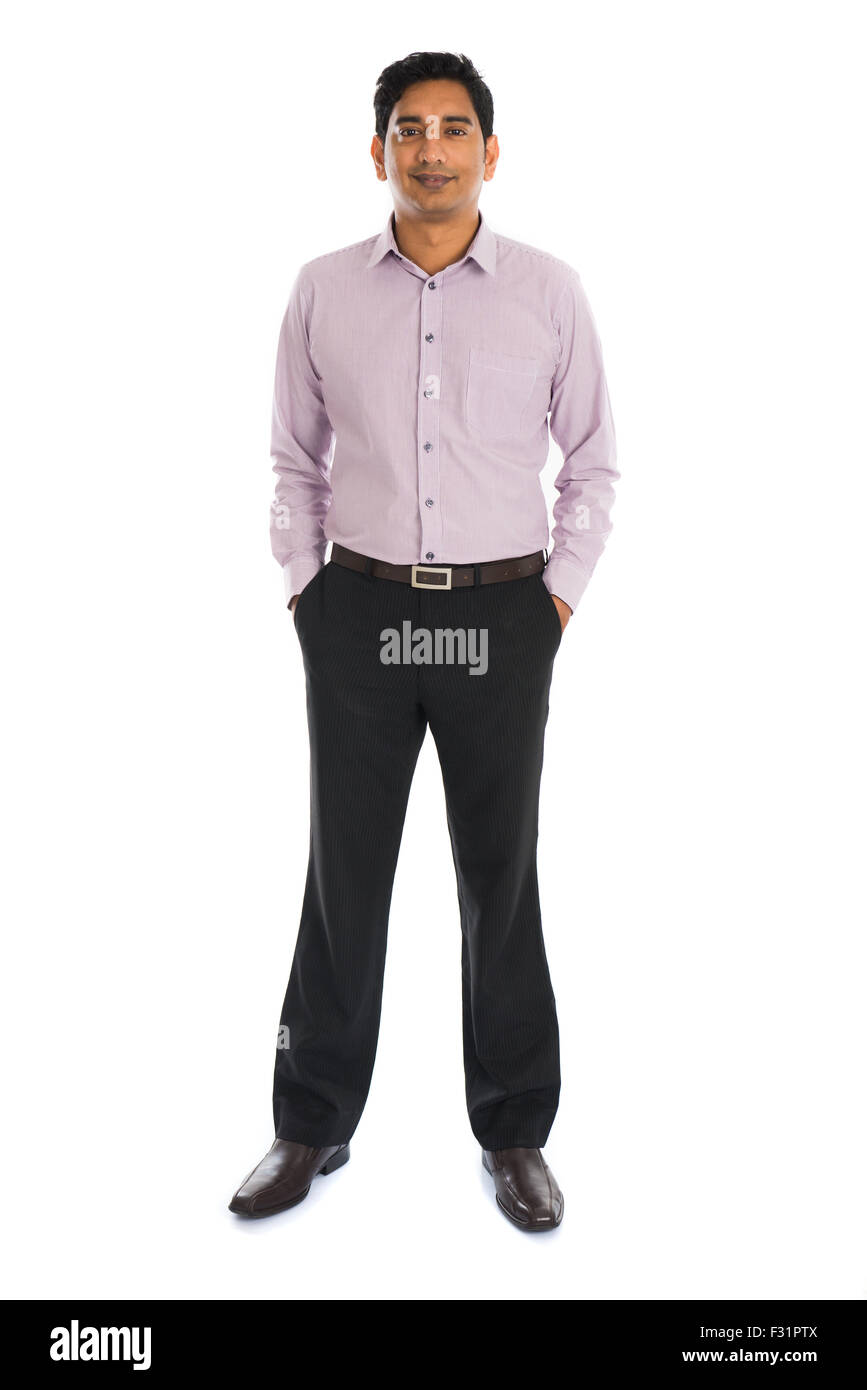 Formale di Indian business man con sfondo bianco Foto Stock