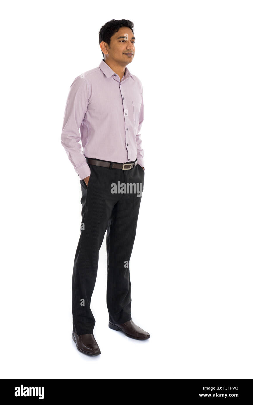 Formale di Indian business man con sfondo bianco Foto Stock