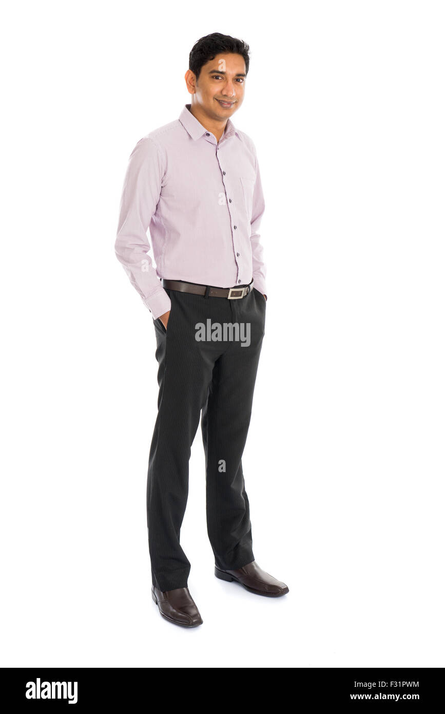 Formale di Indian business man con sfondo bianco Foto Stock