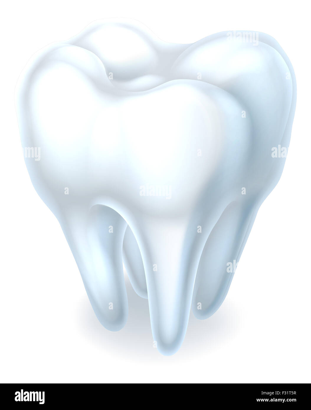 Un sano bianco lucido 3d dente illustrazione dentale Foto Stock