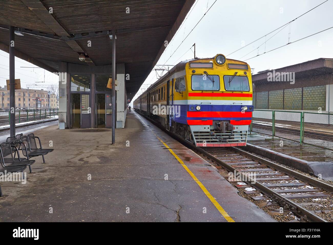 Treni in stazione Foto Stock