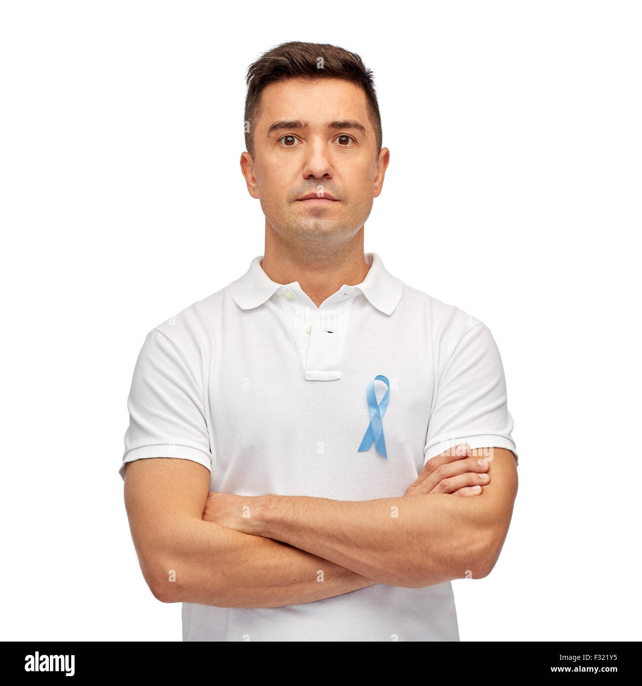 Uomo con il cancro della prostata consapevolezza ribbon Foto Stock