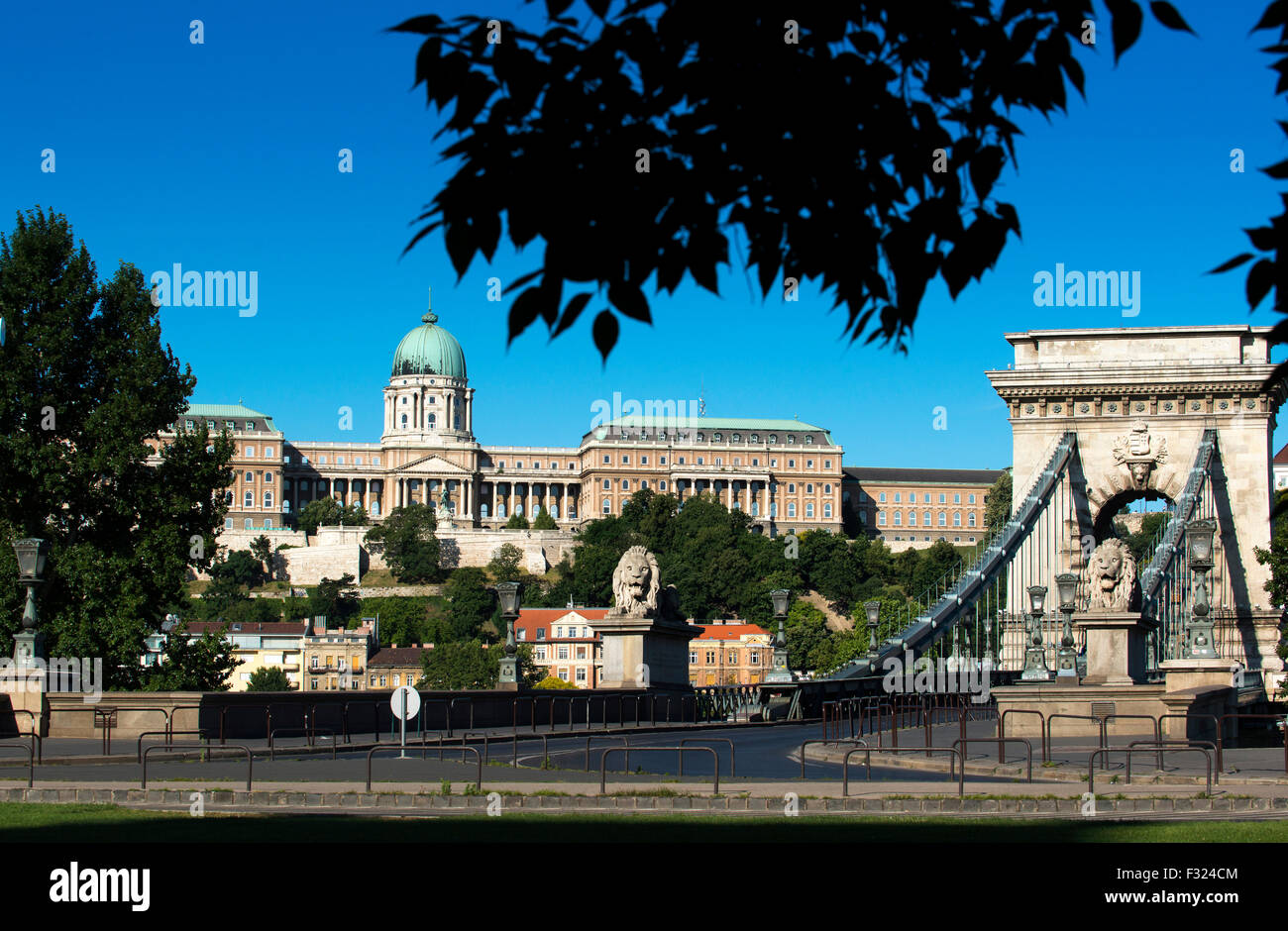 Ponte delle catene di Szechenyi, Budapest, Ungheria Foto Stock