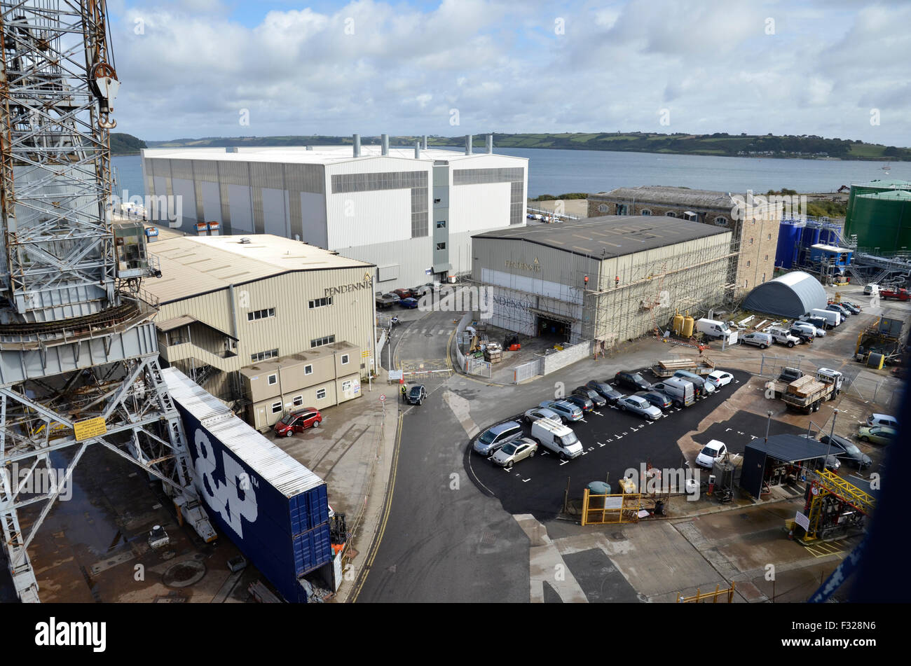 Il Pendennis Shipyard a Falmouth Docks in Falmouth, Cornwall Foto Stock