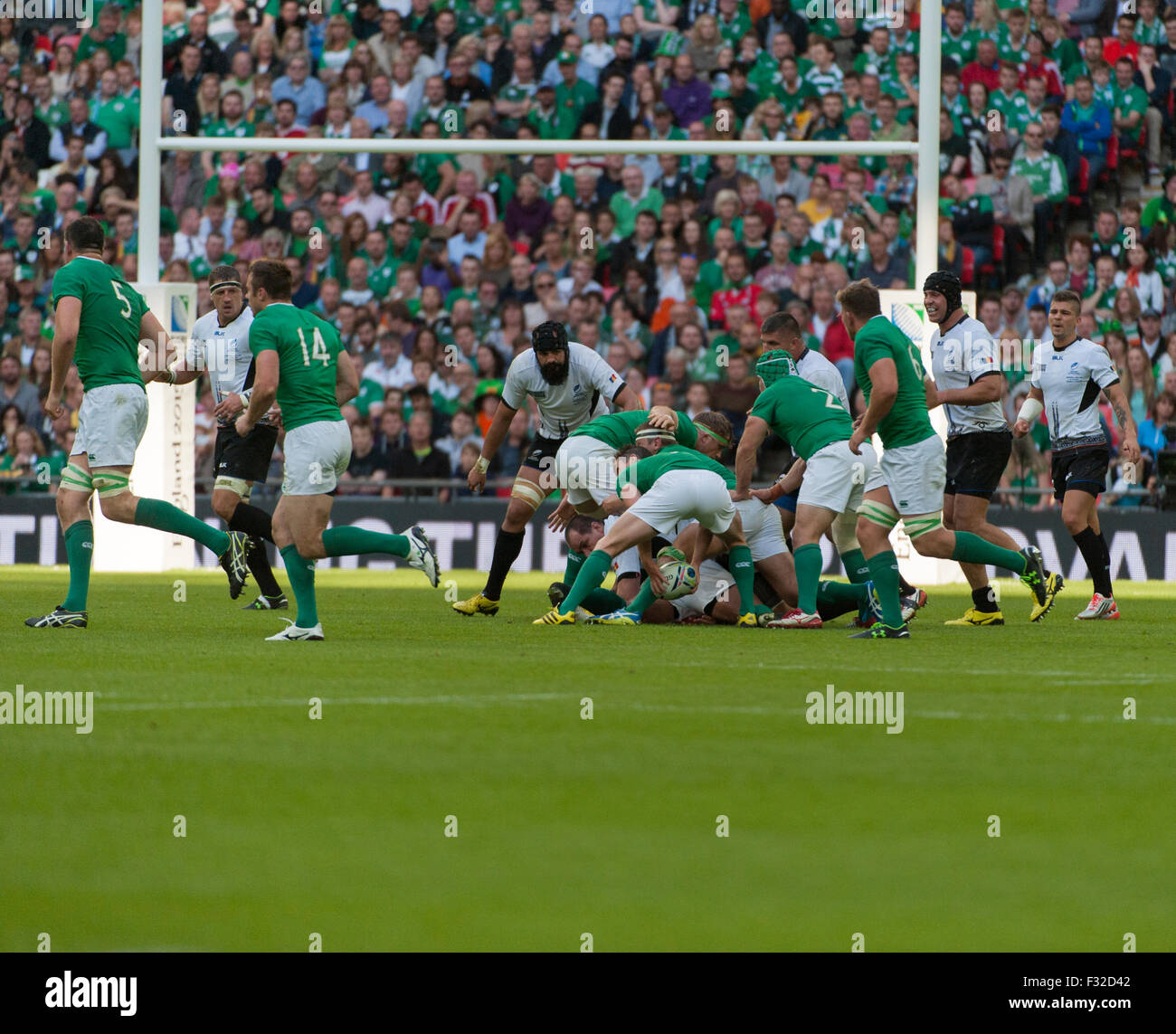 Lo stadio di Wembley, Londra, Regno Unito. 27 Settembre, 2015. Irlanda v Romania nel Pool D partita della Coppa del Mondo di Rugby 2015. Foto Stock