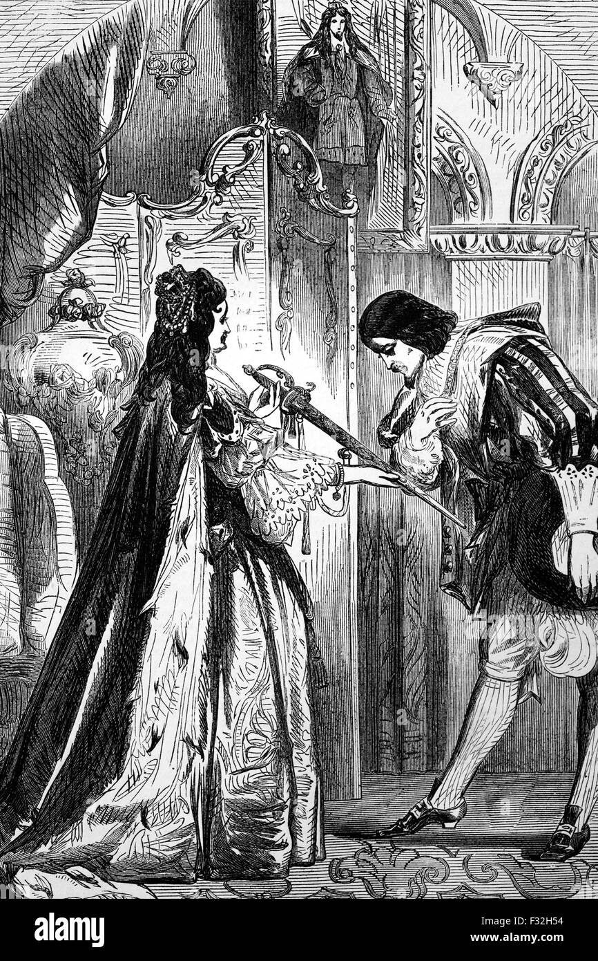 Queen Anne ricevendo il principe Eugenio di Savoia; durante la Guerra di Successione Spagnola il suo partenariato con il Duca di Marlborough fissato molte vittorie contro i francesi. Foto Stock