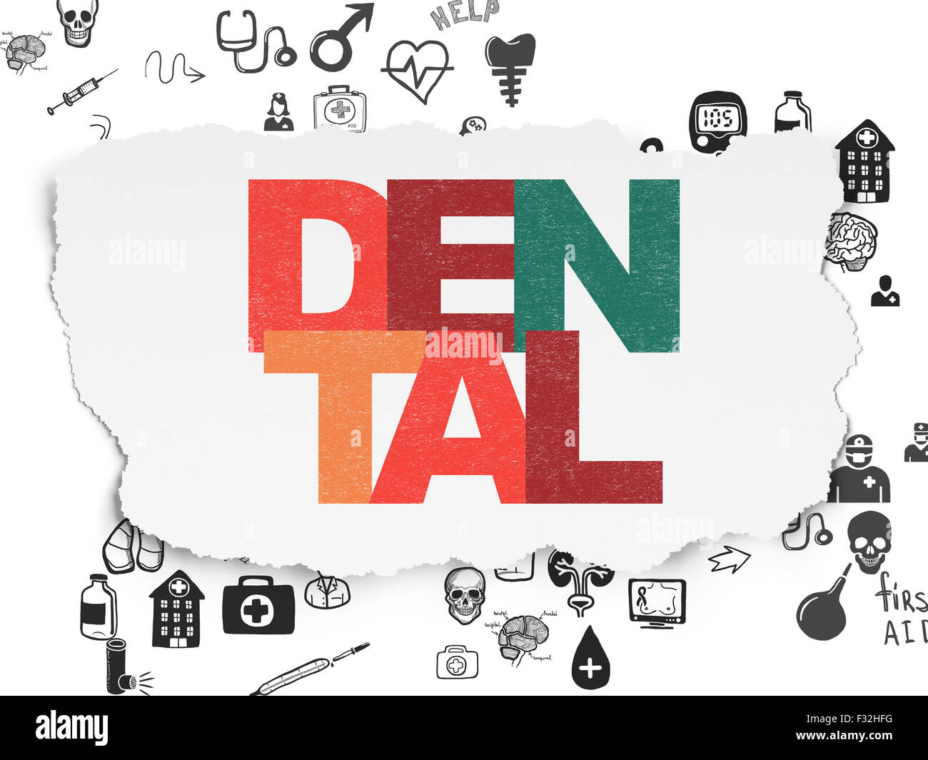 Concetto di salute: dentale sulla carta strappata sfondo Foto Stock