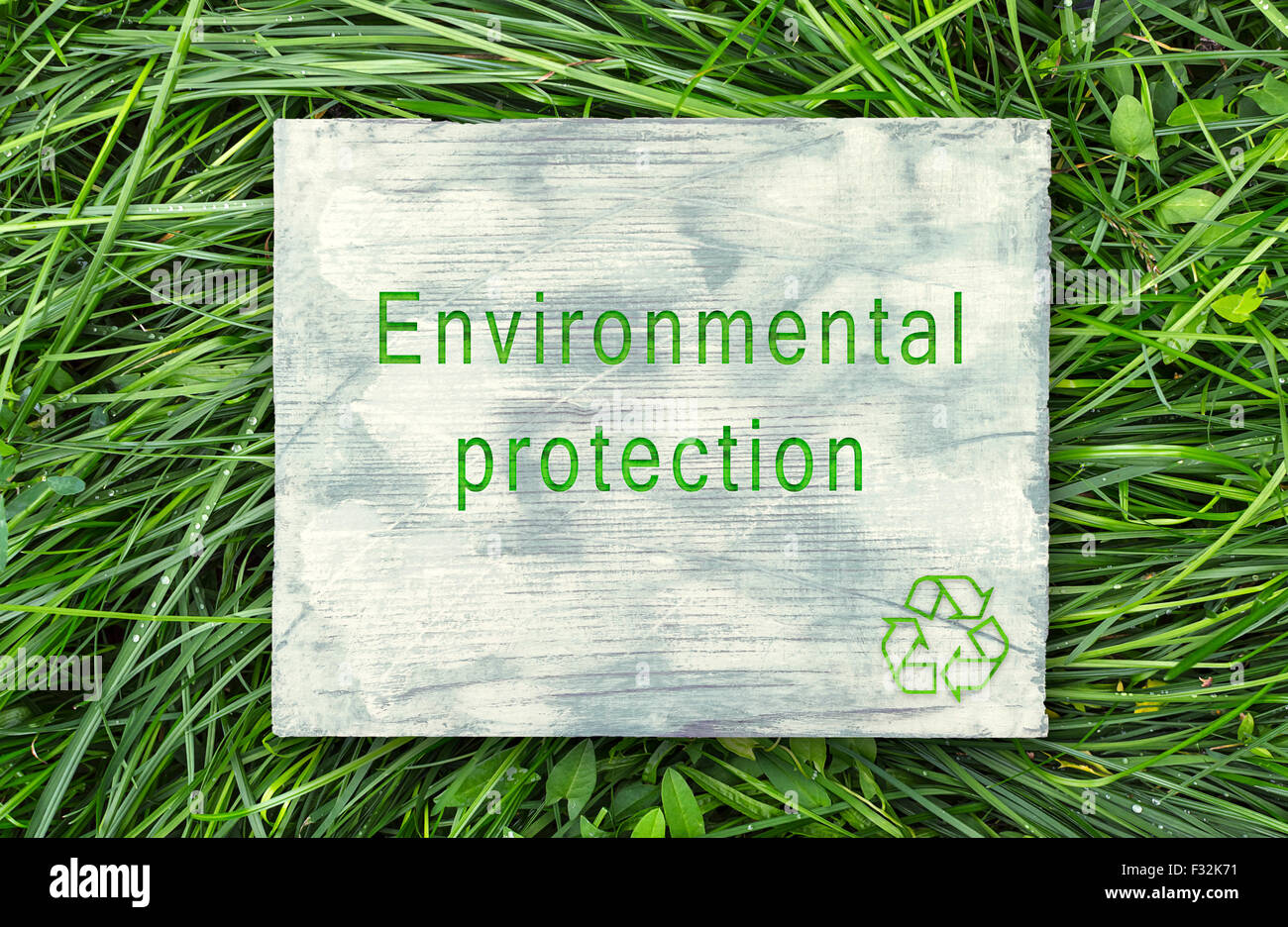 Messaggio circa la coscienza ecologica e la protezione ambientale. Foto Stock