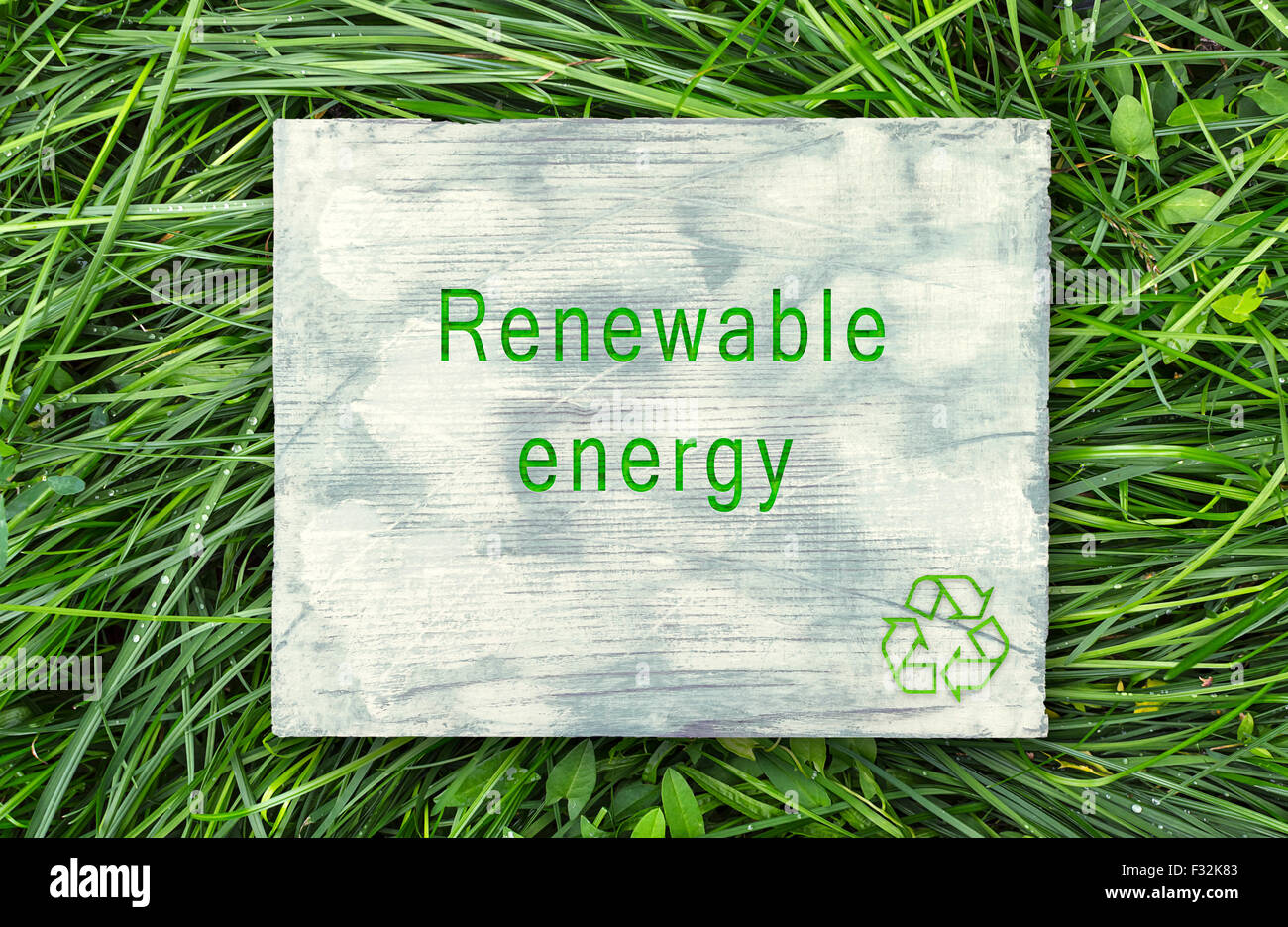 Messaggio circa la coscienza ecologica, delle fonti di energia rinnovabili. Foto Stock