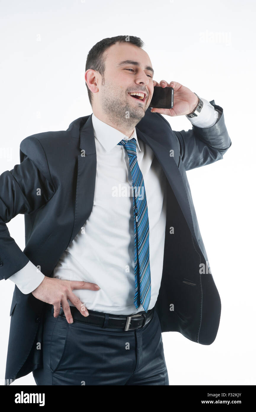 Bussinessman sul telefono Foto Stock