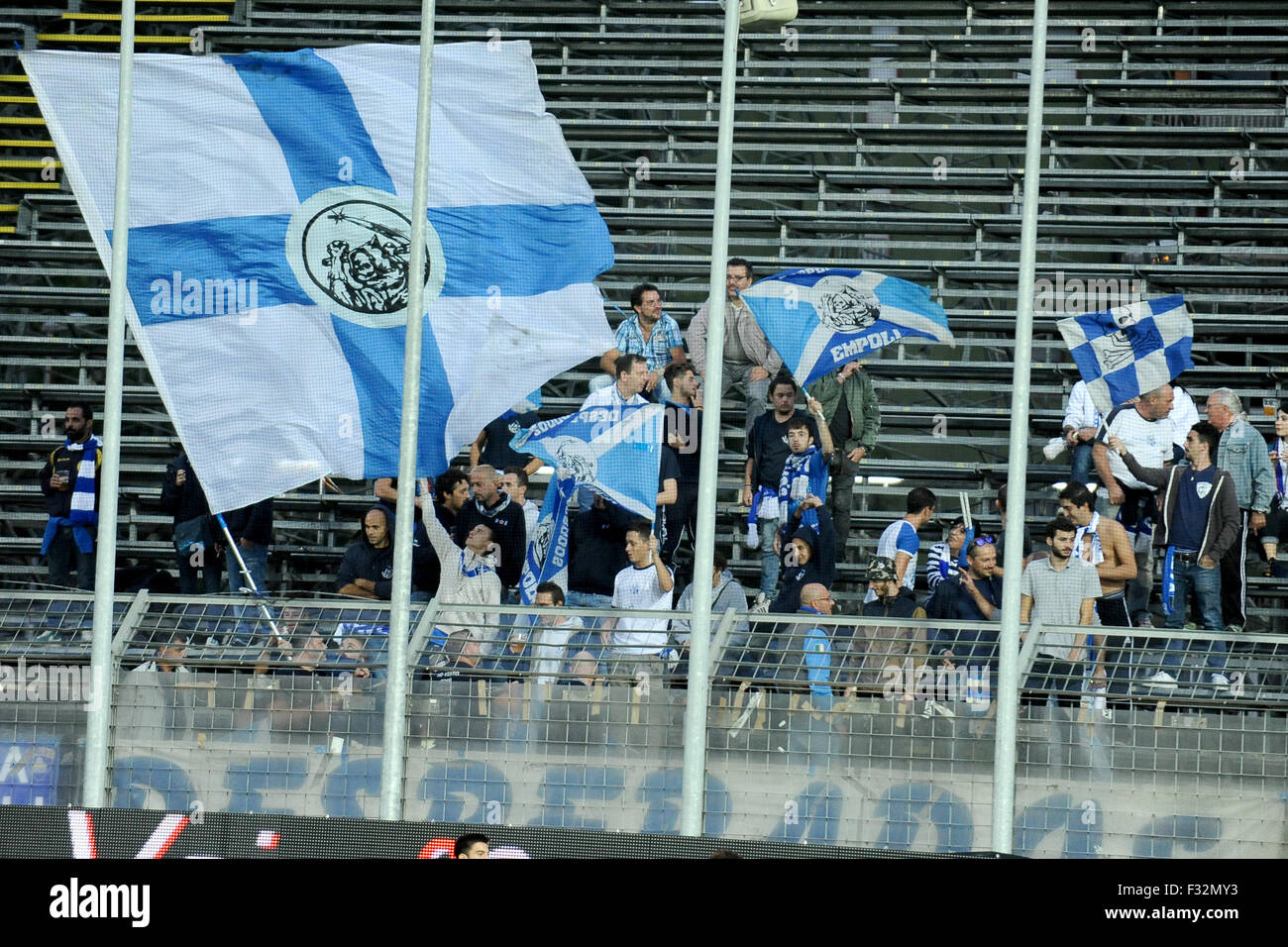 Frosinone, Italia. 28 Sep, 2015. Di calcio della Serie A. Frosinone rispetto a Empoli. Empoli i sostenitori del credito: Azione Sport Plus/Alamy Live News Foto Stock