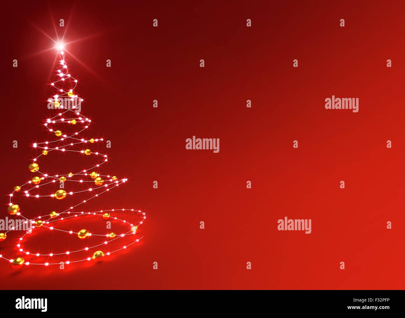 Abstract albero di Natale sul lucido sfondo rosso Foto Stock