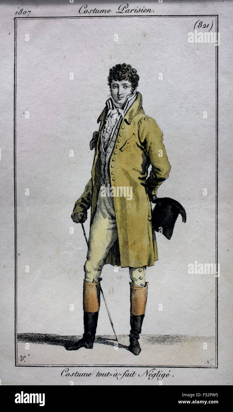 Journal des Dames et des modi la moda maschile publised da: Pierre de La Mesangere mano incisioni colorate 1797-1839 Parigi Francia Foto Stock