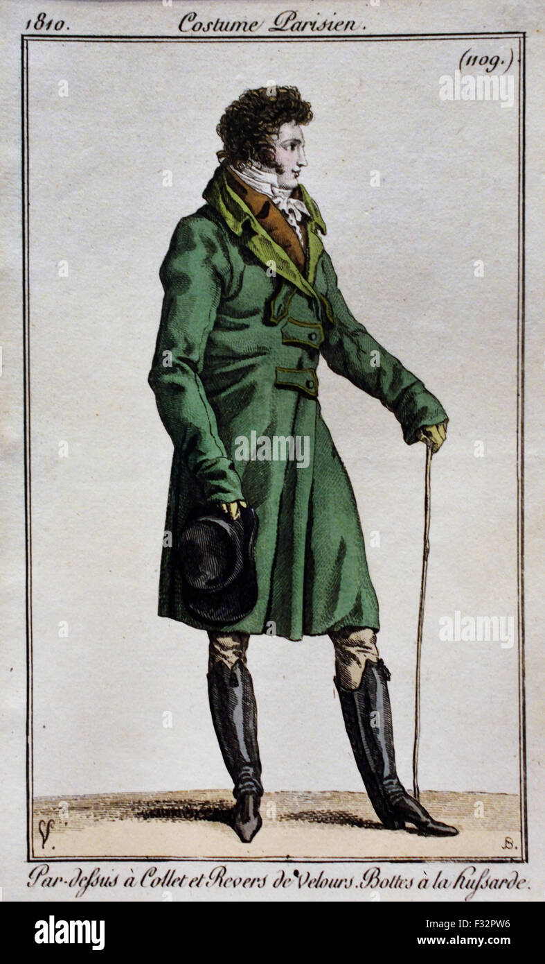 Journal des Dames et des modi la moda maschile publised da: Pierre de La Mesangere mano incisioni colorate 1797-1839 Parigi Francia Foto Stock