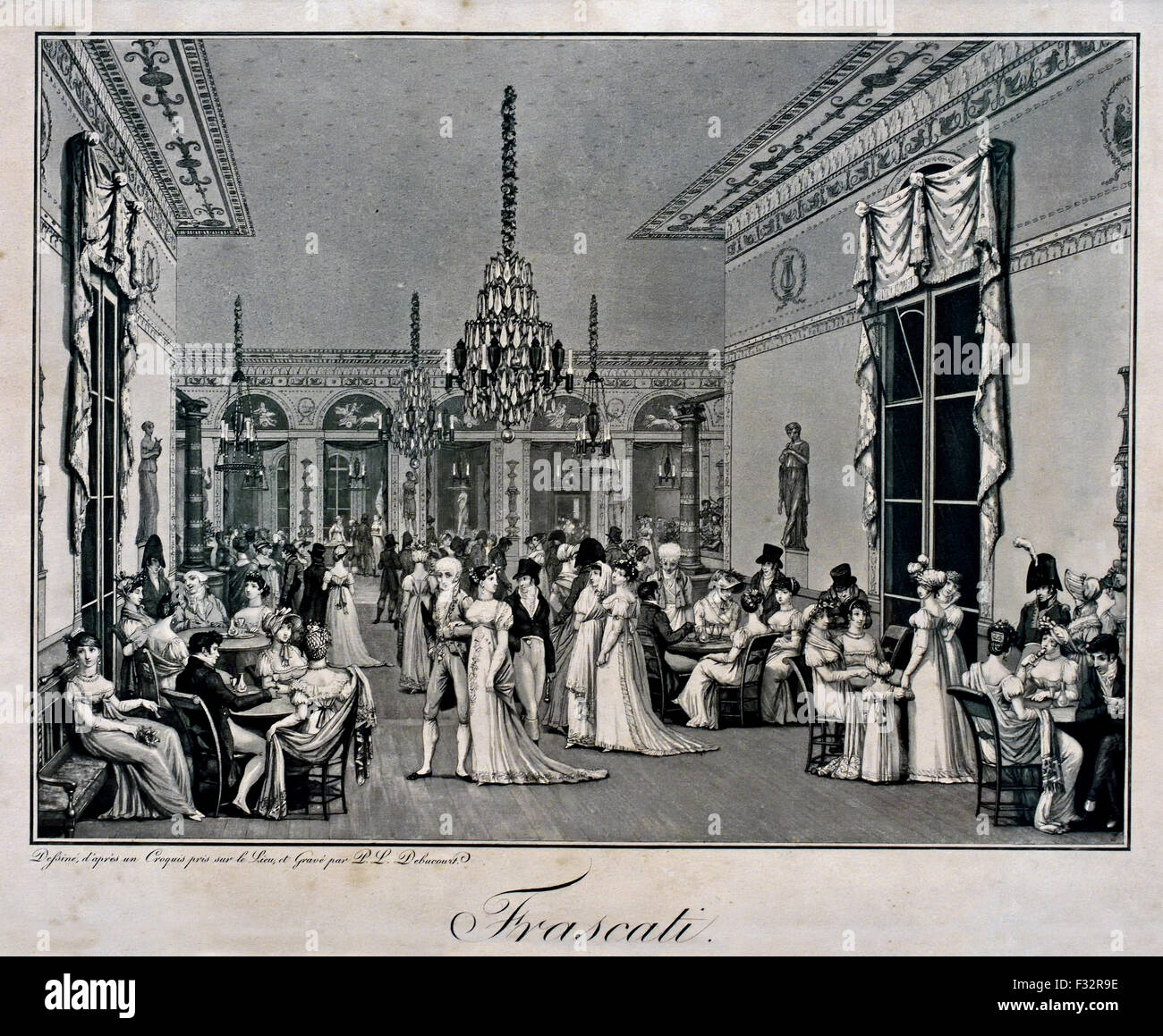 L'interno del Cafe Frascati 1807 Attacco bt Philibert Louis Debucourt ( 1755 - 1835 ) il francese a Parigi Foto Stock