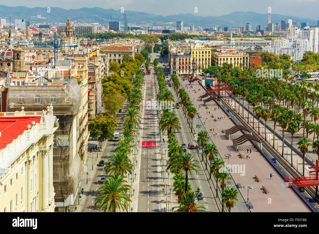 Passeig de Colom a Barcellona, in Catalogna, Spagna Foto Stock