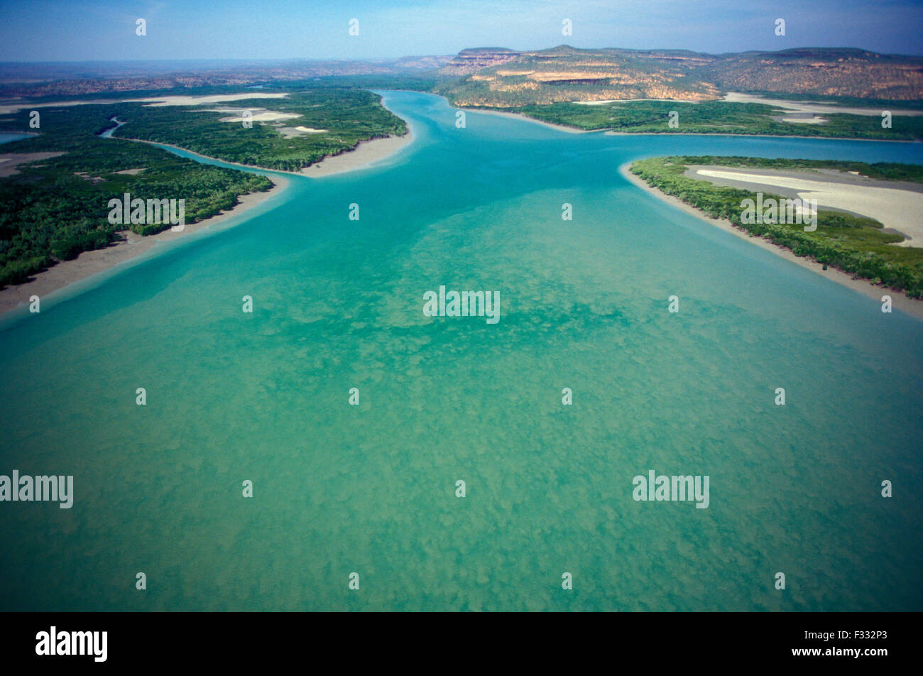 Veduta aerea del fiume Mitchell (MITCHELL PLATEAU) KIMBERLEY, Australia occidentale Foto Stock