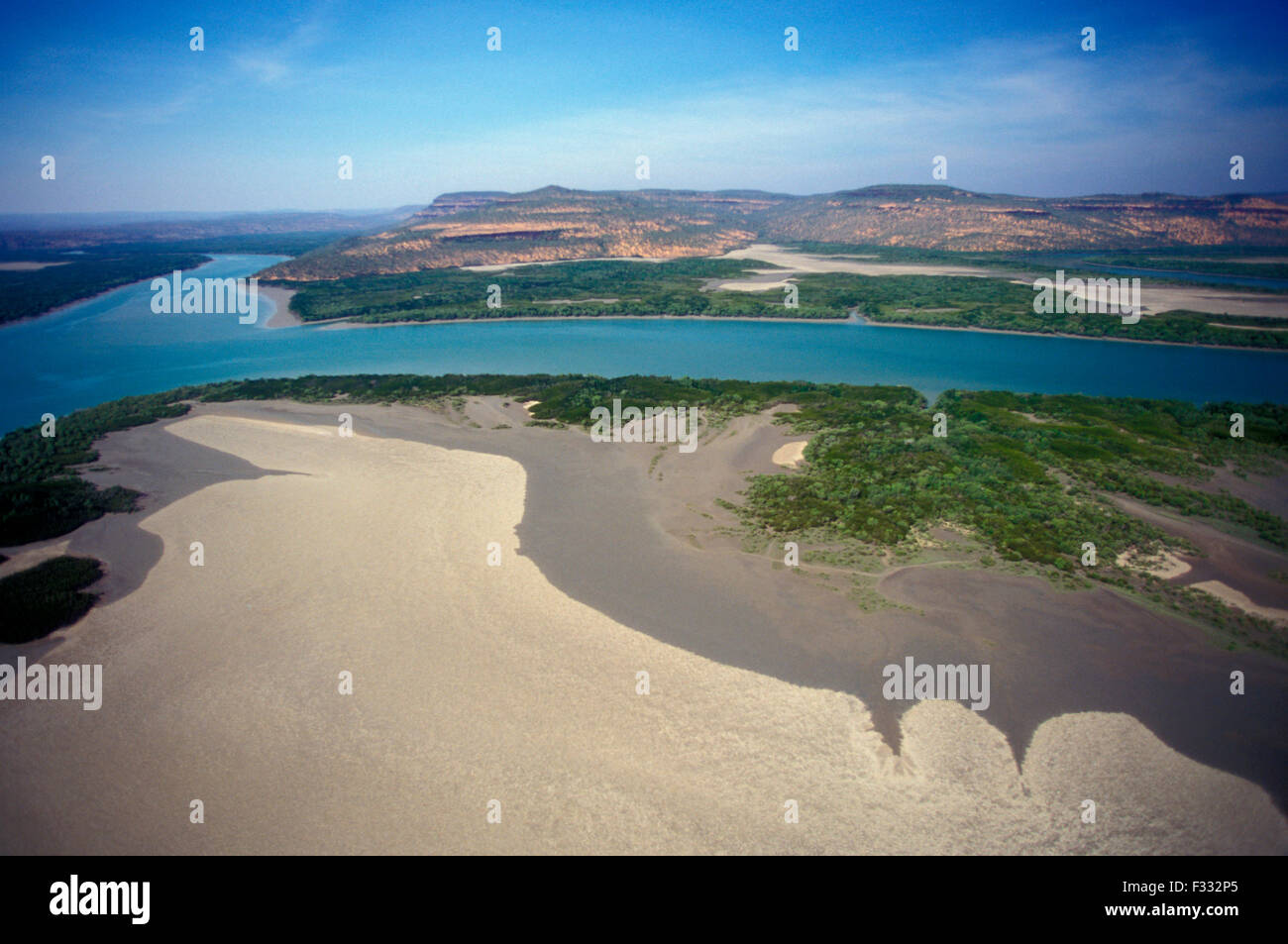 Veduta aerea del fiume Mitchell (MITCHELL PLATEAU) KIMBERLEY, Australia occidentale Foto Stock