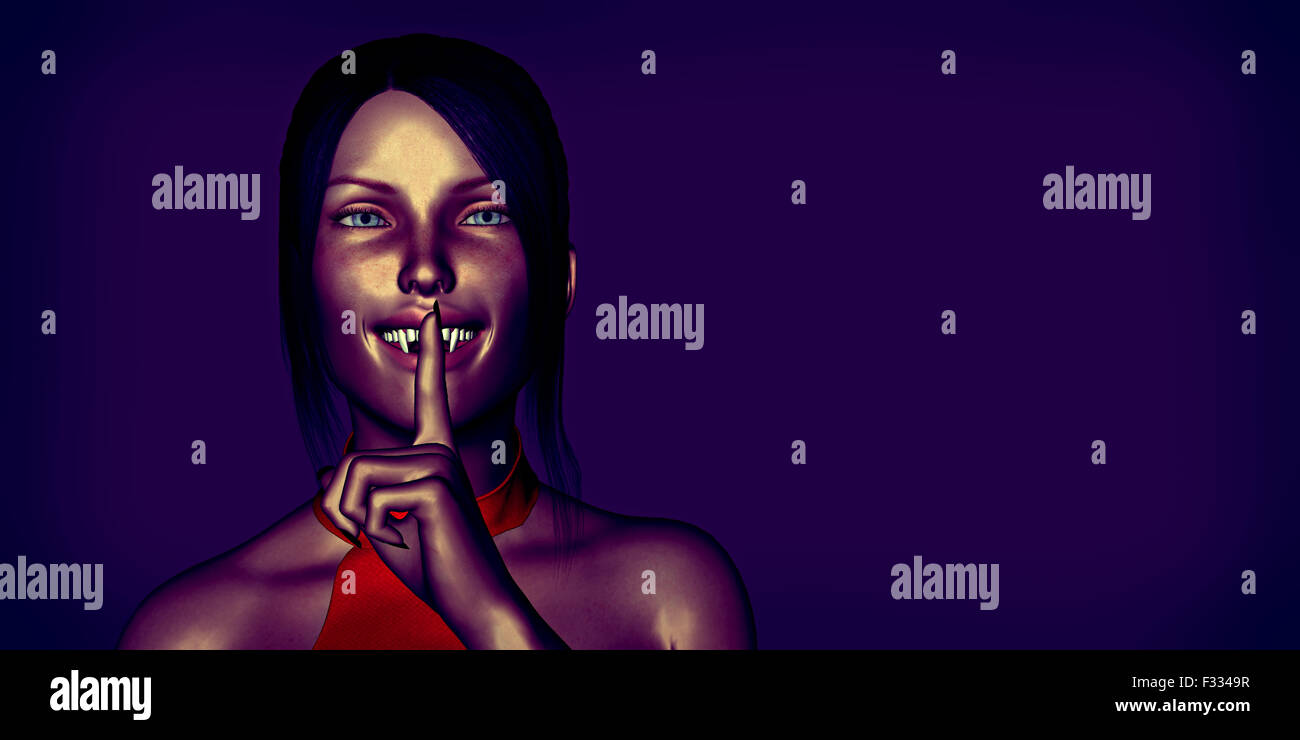 Orrore e Creepy sfondo con donna vampiro arte Foto Stock