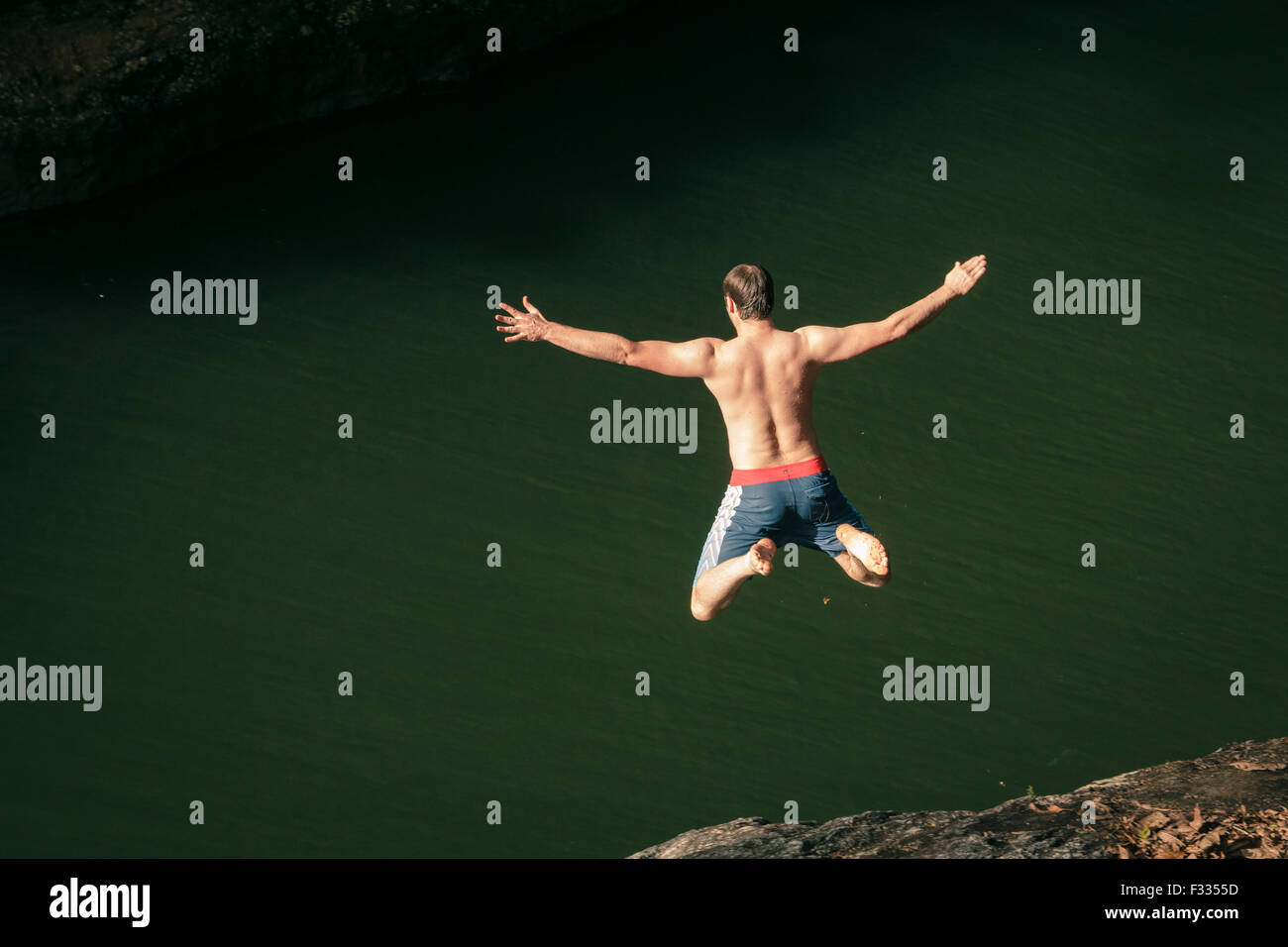 Salto della fede. Foto Stock