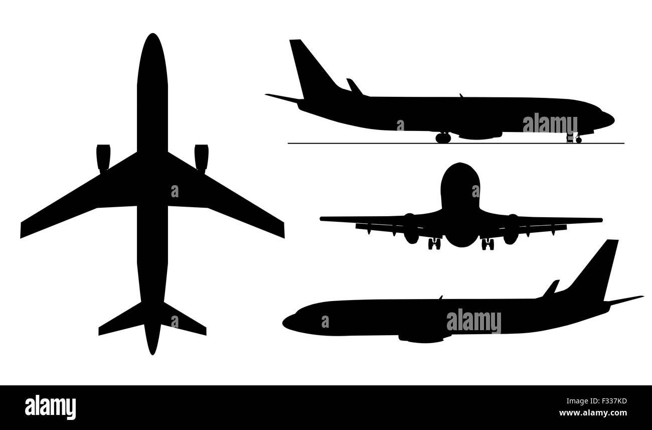 Un nero illustrazione degli aerei sagome . Foto Stock